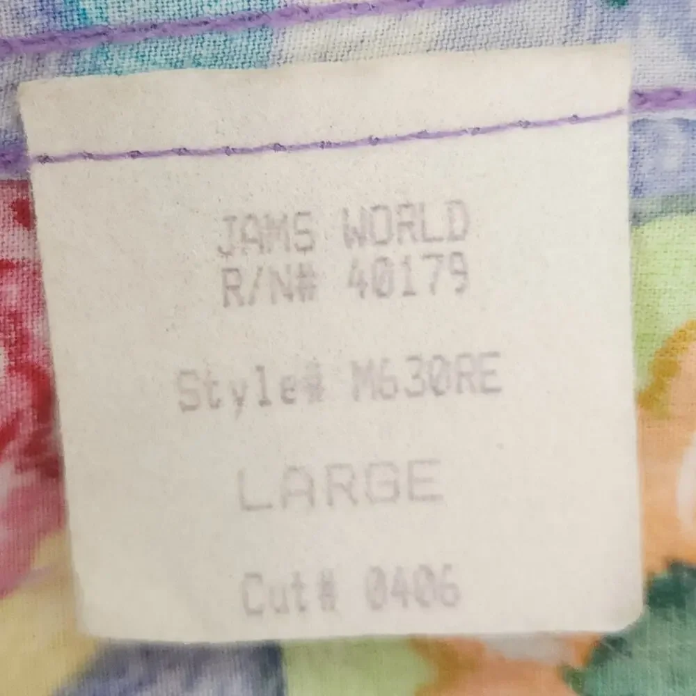 vintage JAMS WORLD tropical floral print button down classic Hawaiian shirt Sz L - Picture 6 of 8